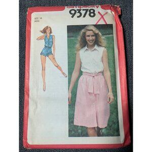 Simplicity Misses Skirt Playsuit Sewing Pattern sz 14 9378 - uncut